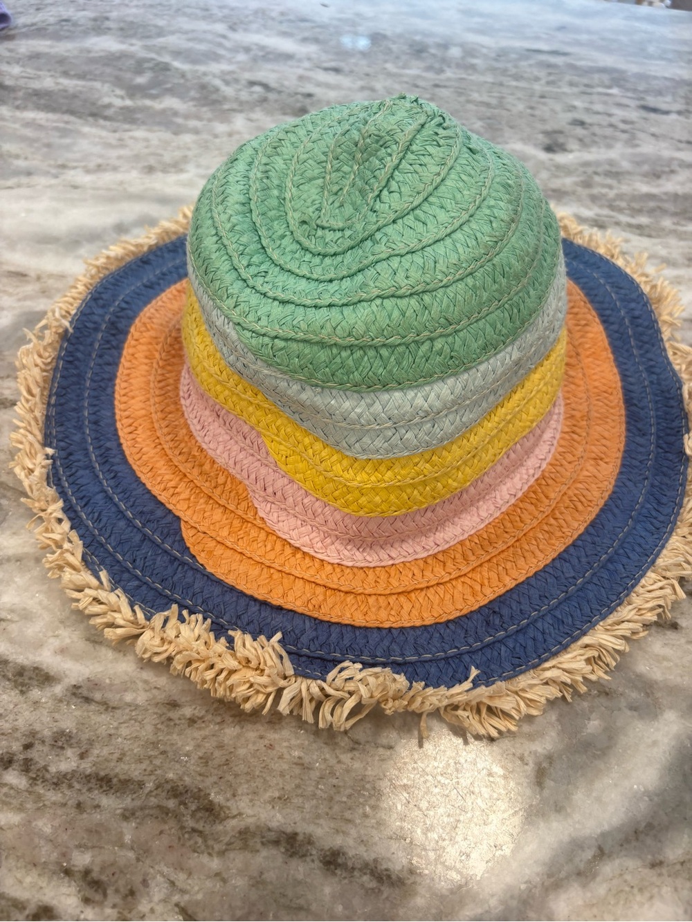 Mini Boden Multicolor Striped Straw Sun Hat - Green, Blue, Orange, Pink, Yellow